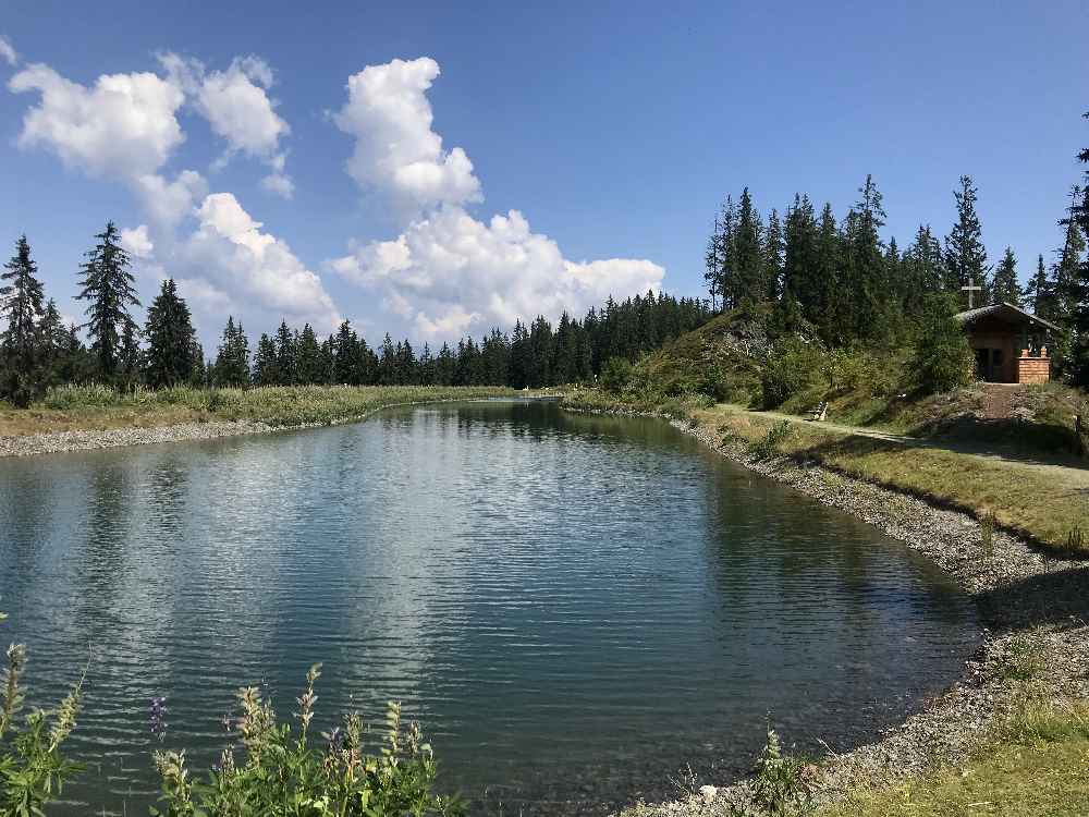 Spieljoch wandern:  Das ist der kleinere der Speicherseen, der Arzjoch Speichersee am Spieljoch 