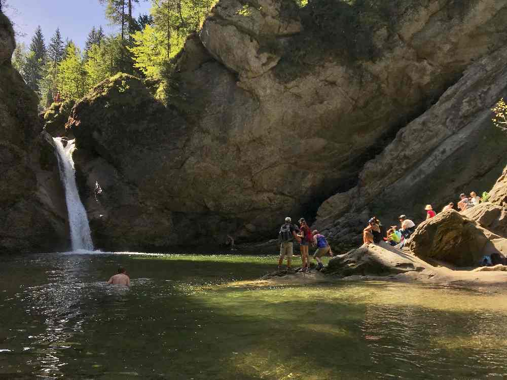 Das Ziel unserer  Buchenegger Wasserfälle Wanderung: Der untere Wasserfall