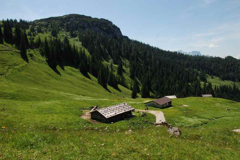 Idylle auf der Hochalm Heutal in den Chiemgauer Alpen, toll zu wandern mit Kindern 