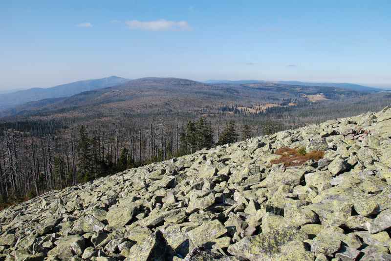 Familienurlaub Bayerischer Wald: Die typische Landschaft mit Granitbblöcken und Wald