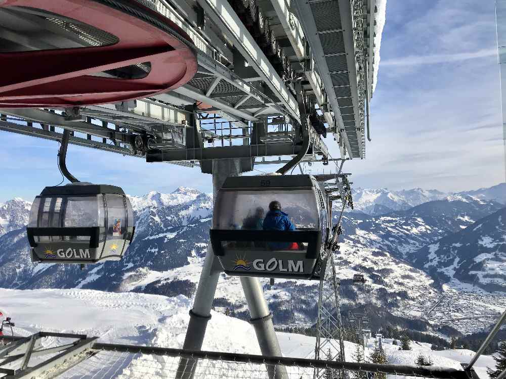 Golm Skigebiet: Mit dieser Gondel kommen wir hinauf zur Bergstation Grüneck