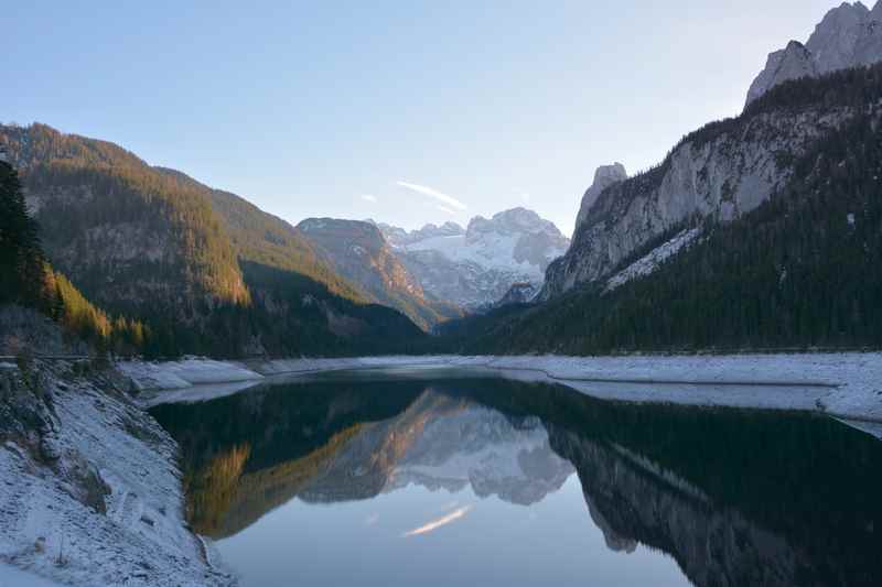 Rund um den Gosausee winterwandern mit Kindern im Salzkammergut 