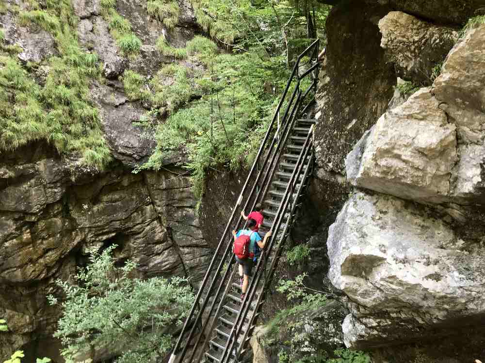 Wandern mit Kindern in Kärnten: Brücken und teilweise auf Leitern führen die Klammwanderungen durch die Klammen in Kärnten - das mögen unsere Kinder gerne!