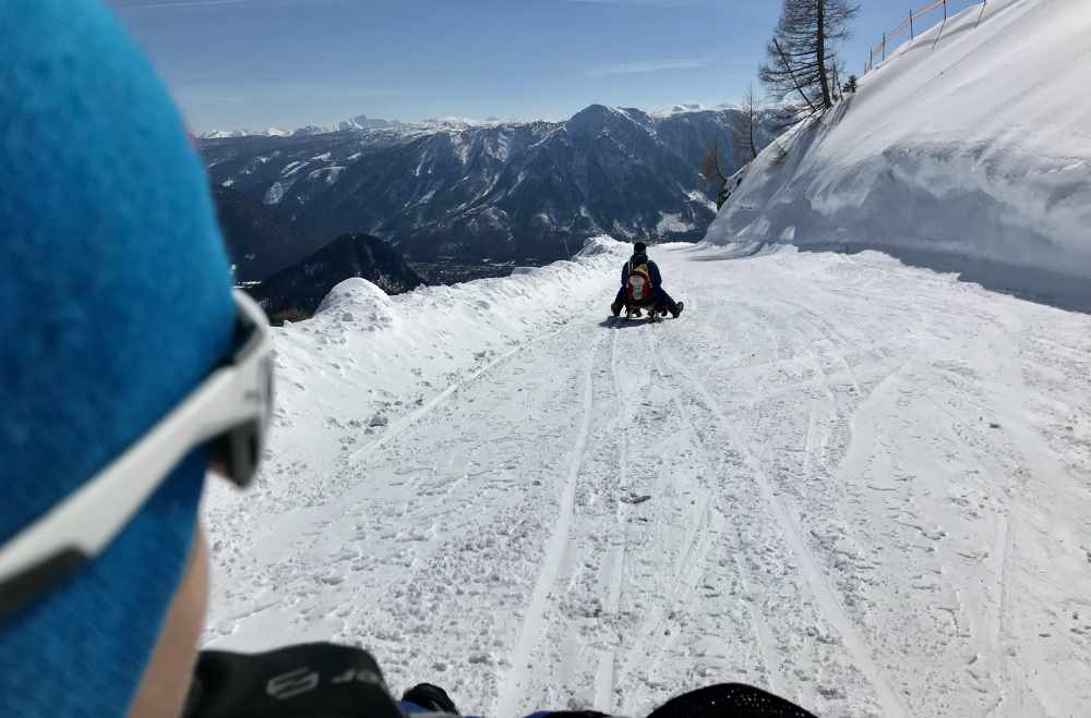 So ist der Einstieg in die Rodelbahn, oben bei der Bergstation der Loser Bergbahn 