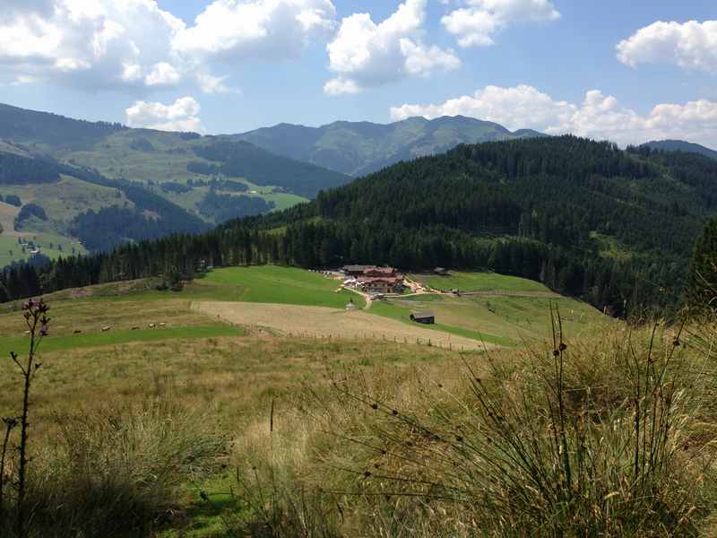 Maria Alm - die Jufenalm mit dem Alpengasthof. Unser Ausgangspunkt für die Familienwanderung Salzburg