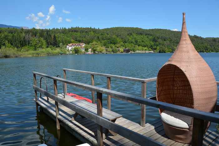 Exklusiver Seezugang für Gäste des Gartenhotel am Montiggler See zum Baden nach der Wanderung