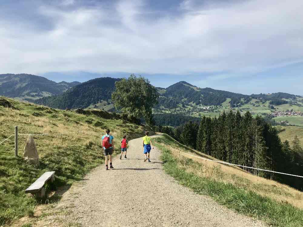 Breite Wege für Kinderwagen Wanderungen findest du am Hündle