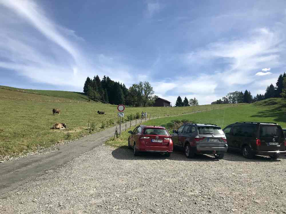 Das war der offizielle Parkplatz bei den Buchenegger Wasserfällen - bis er gesperrt wurde. Nun ist der offizielle Parkplatz in Oberstaufen im Tal