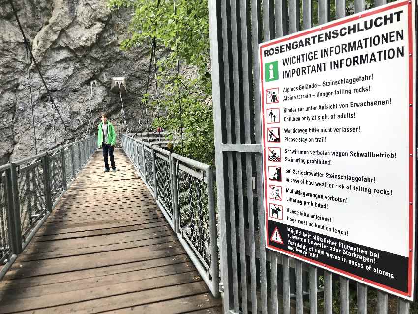 Die Rosengartenschlucht Informationen bitte beachten