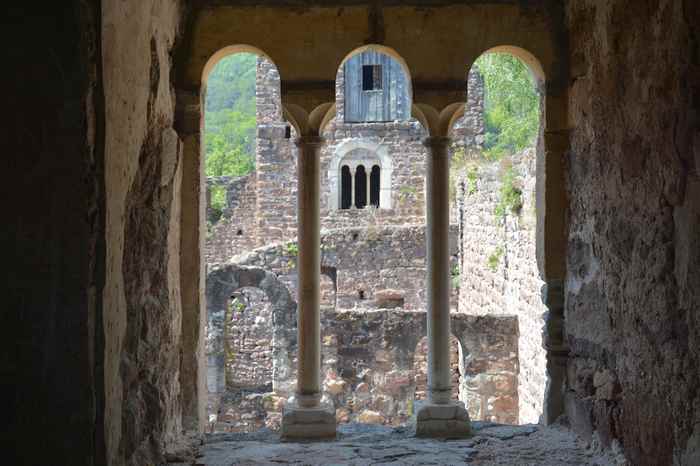 Der Blick aus dem Turm im Schloss Boymont bei der Eppan Wanderung