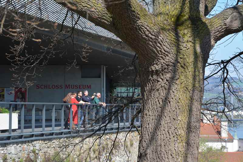 Rund 15 Minuten brauchen wir hinauf zum Schlossmuseum in Linz