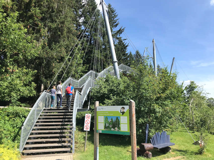 Laut Junior sind es 198 Stufen bis zum höchsten Punkt im Skywalk Allgäu in Scheidegg