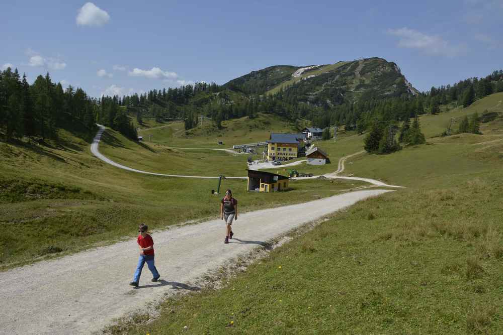 Tauplitz wandern: Der breite Wanderweg in Richtung Großsee auf der Tauplitzalm  