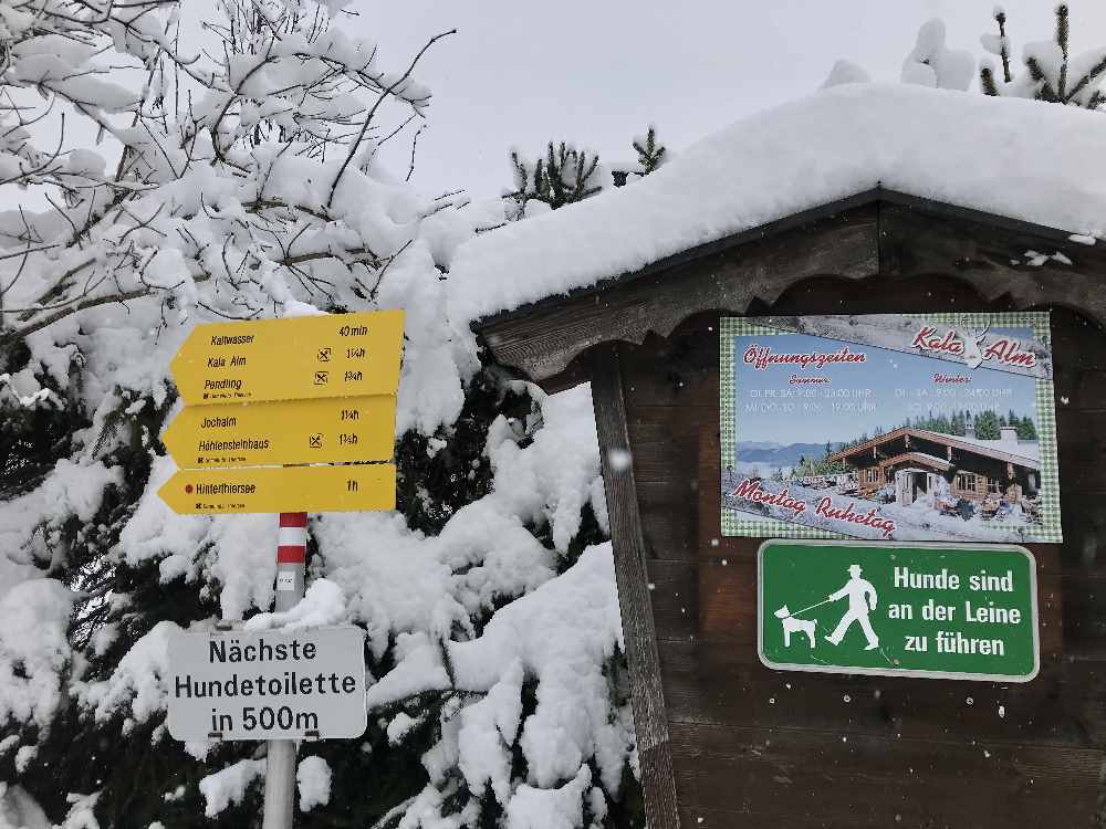 Kala Alm rodeln - Start der Rodelbahn beim Gasthof Schneeberg in Thiersee 