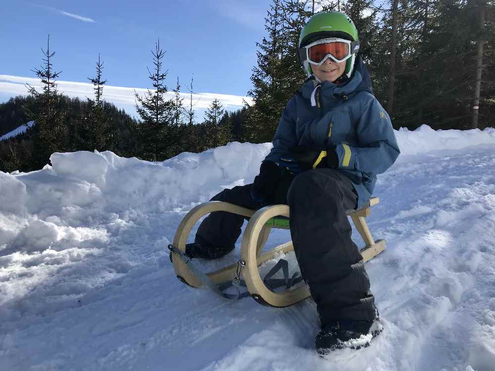 Es kann losgehen! Am Start der Rodelbahn....