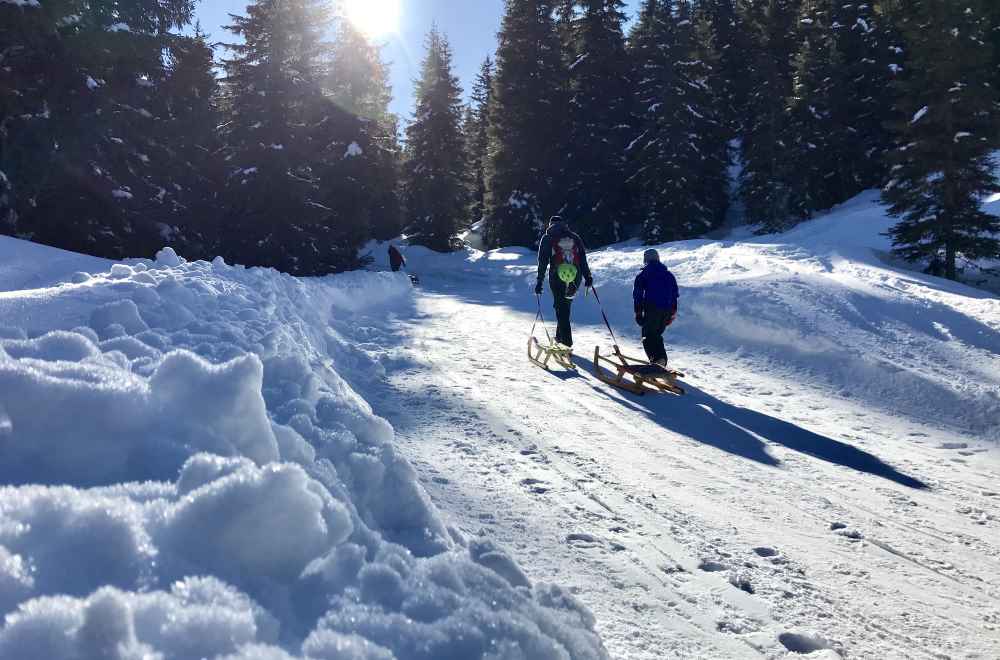 Rodeln Hochfpgen: Das ist der Aufstieg auf der Rodelbahn von Hochfügen zur Pfundsalm 