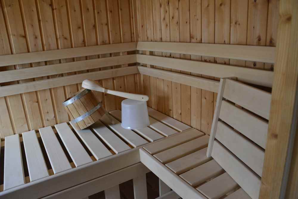 In der Berghütte haben wir sogar eine eigene Sauna für uns alleine