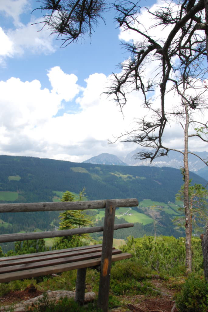 Aussicht auf der Rastbank geniessen am Predigtstuhl Radstadt