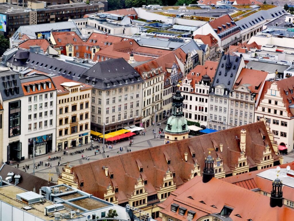 Ausblick auf die Altstadt Leipzig vom Panoramatower