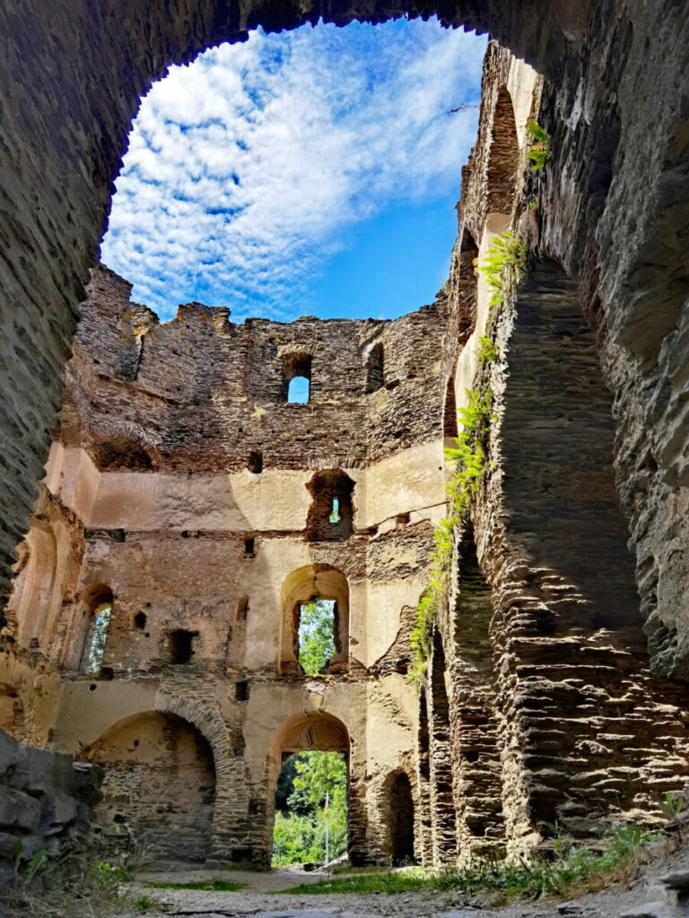 Blick in die Burgruine Balduinseck