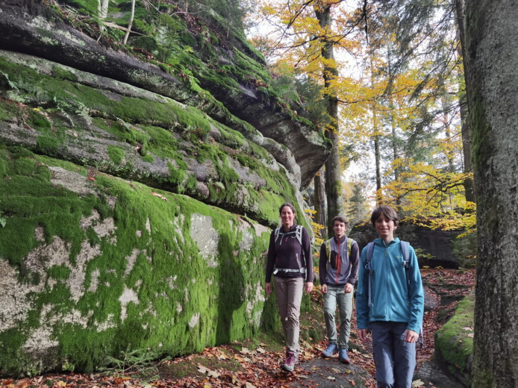Die Waldstein Wanderung führt direkt am Felsen entlang