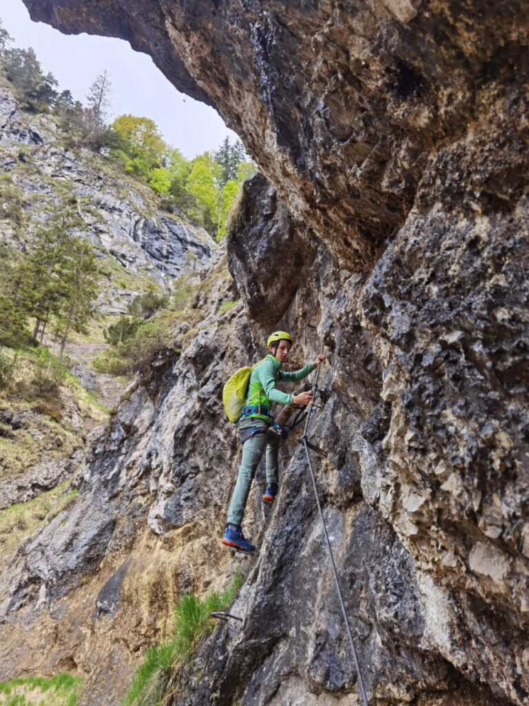 Am Hausbachfall Klettersteig nach oben