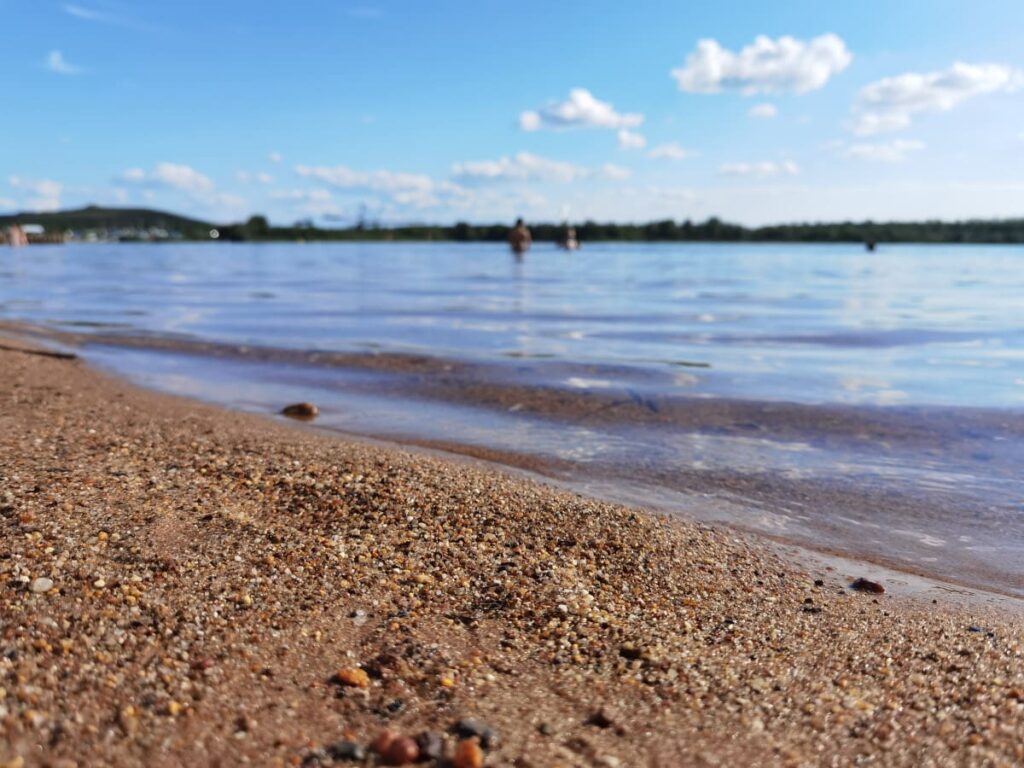 Zwischenstopp beim Sandstrand am Markkleeberger See