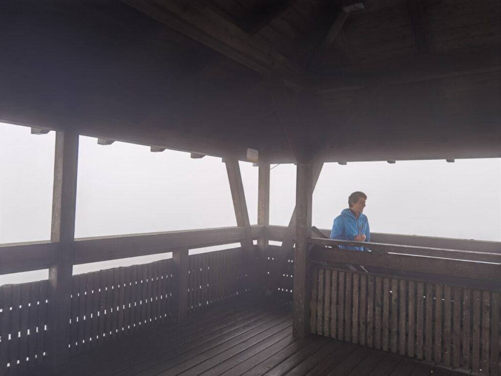 Oberpfalzturm Aussicht mit viel Nebel - praktisch keine Sicht