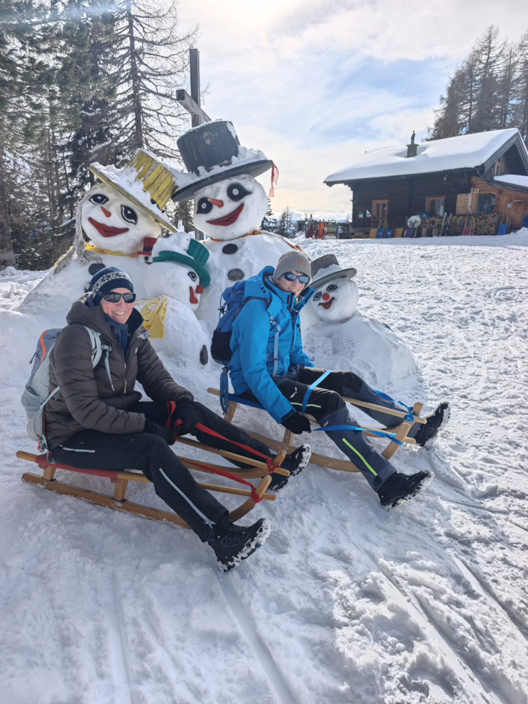 Rodelbahn Compedal Assling - kilometerlang rodeln mit Blick auf die Lienzer Dolomiten