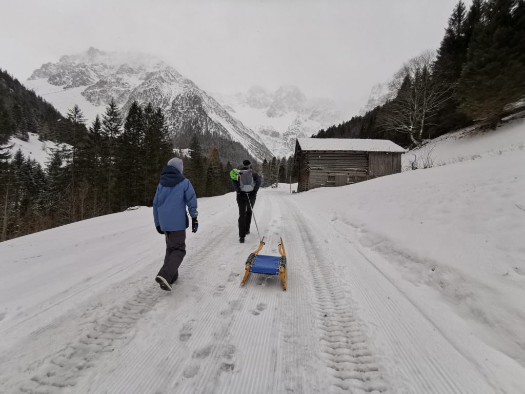 Schattenlagant rodeln - der Aufstieg zur Schattenlaganthütte