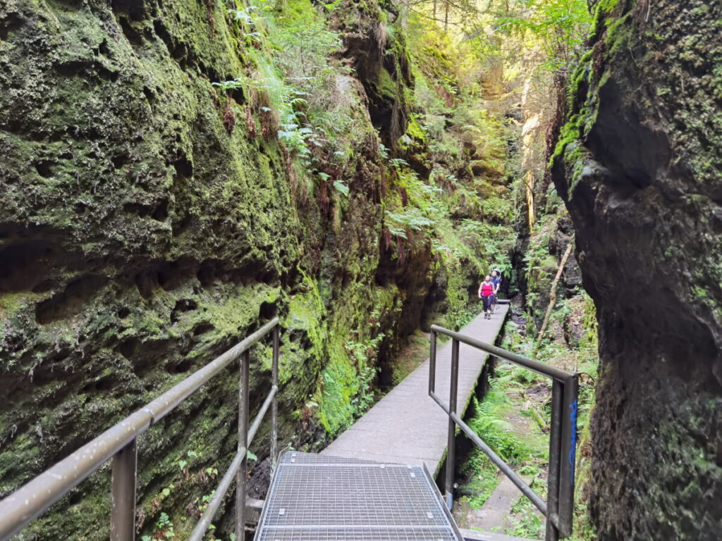 Mitten durch die Schwedenlöcher Felsen führt der Wanderweg