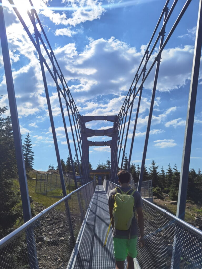 Riesige Stahlkonstruktionen sichern die Stabilität der Skybridge