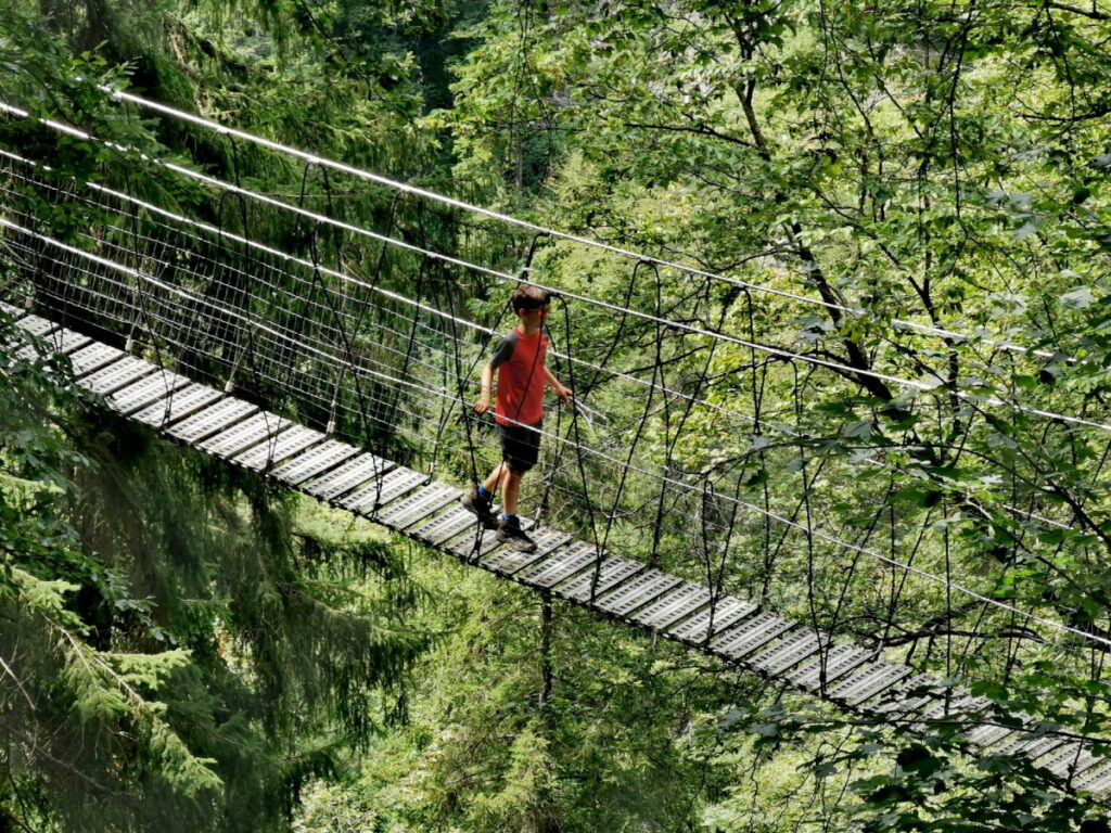 Das spektakulärste Stück unserer Weizklamm Wanderung - die Hängebrücke